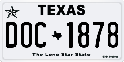 TX license plate DOC1878