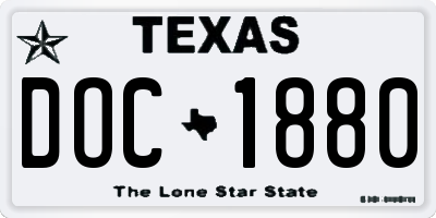 TX license plate DOC1880