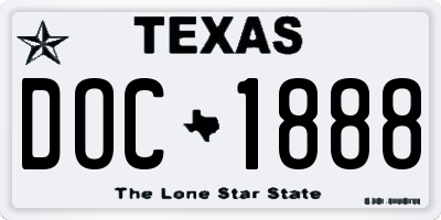 TX license plate DOC1888