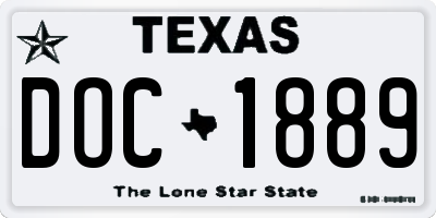 TX license plate DOC1889