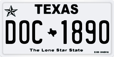 TX license plate DOC1890