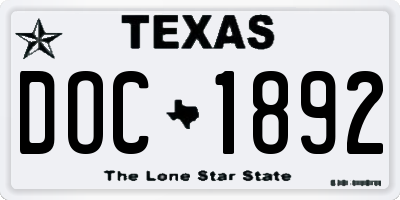 TX license plate DOC1892