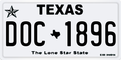 TX license plate DOC1896