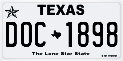 TX license plate DOC1898