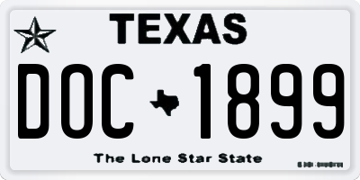 TX license plate DOC1899