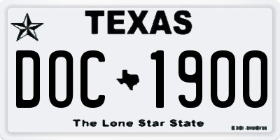 TX license plate DOC1900