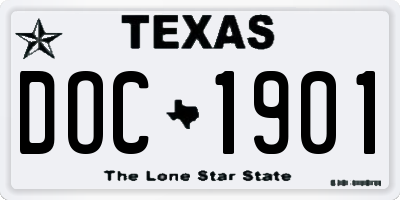 TX license plate DOC1901