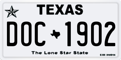 TX license plate DOC1902