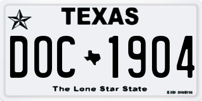 TX license plate DOC1904