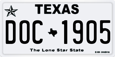TX license plate DOC1905