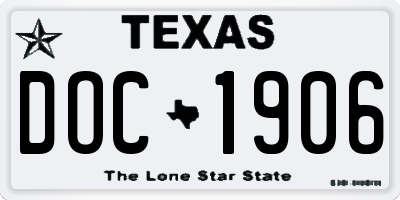 TX license plate DOC1906