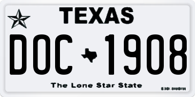TX license plate DOC1908