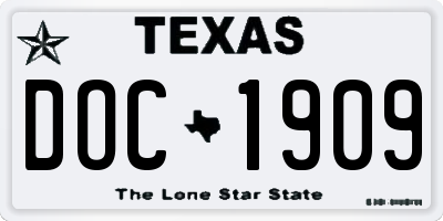 TX license plate DOC1909