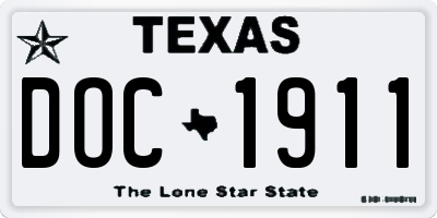 TX license plate DOC1911