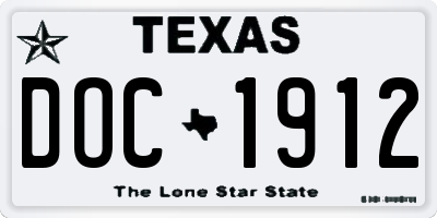 TX license plate DOC1912