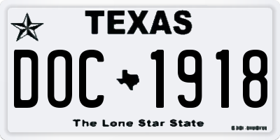 TX license plate DOC1918
