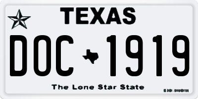 TX license plate DOC1919