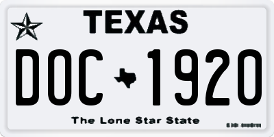 TX license plate DOC1920