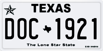 TX license plate DOC1921