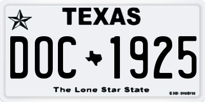 TX license plate DOC1925