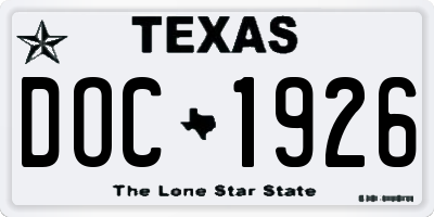 TX license plate DOC1926