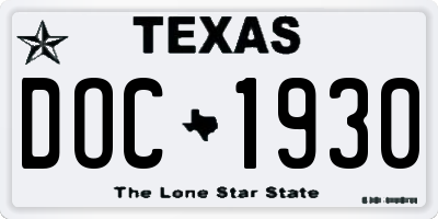 TX license plate DOC1930