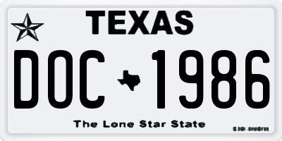 TX license plate DOC1986