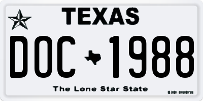 TX license plate DOC1988