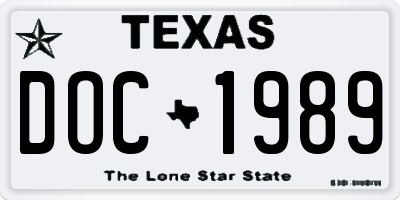 TX license plate DOC1989