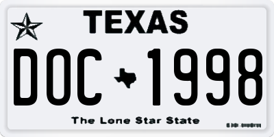 TX license plate DOC1998