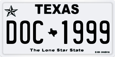 TX license plate DOC1999