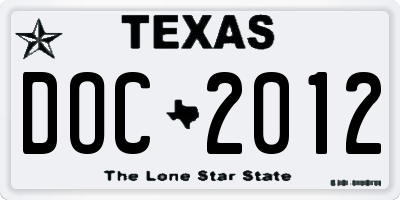 TX license plate DOC2012