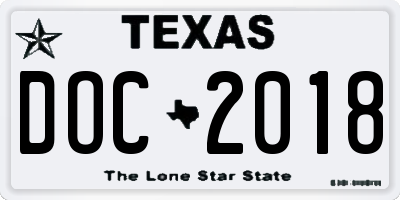 TX license plate DOC2018