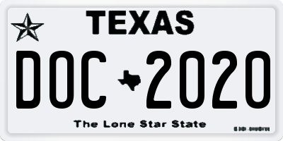 TX license plate DOC2020