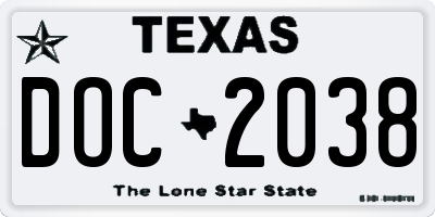 TX license plate DOC2038