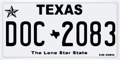 TX license plate DOC2083