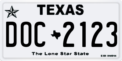TX license plate DOC2123