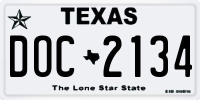 TX license plate DOC2134