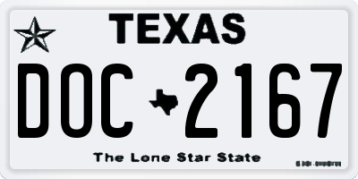 TX license plate DOC2167