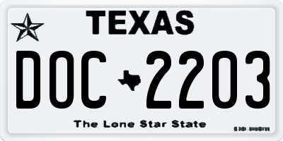 TX license plate DOC2203