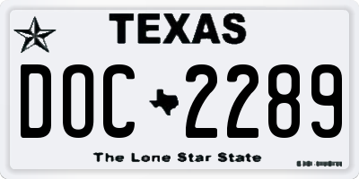TX license plate DOC2289