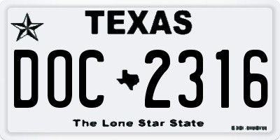 TX license plate DOC2316