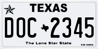 TX license plate DOC2345