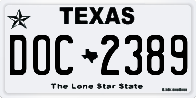 TX license plate DOC2389