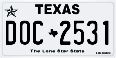 TX license plate DOC2531