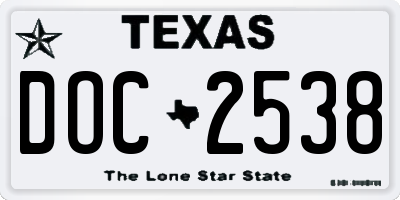 TX license plate DOC2538