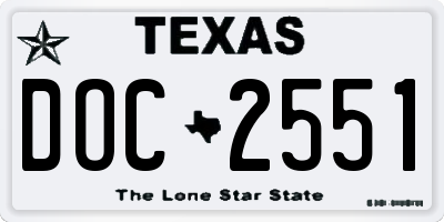 TX license plate DOC2551