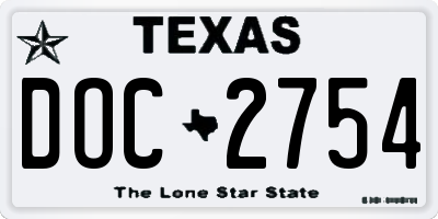 TX license plate DOC2754