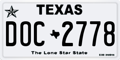 TX license plate DOC2778