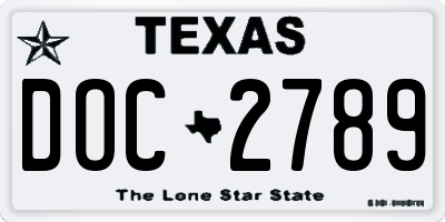 TX license plate DOC2789